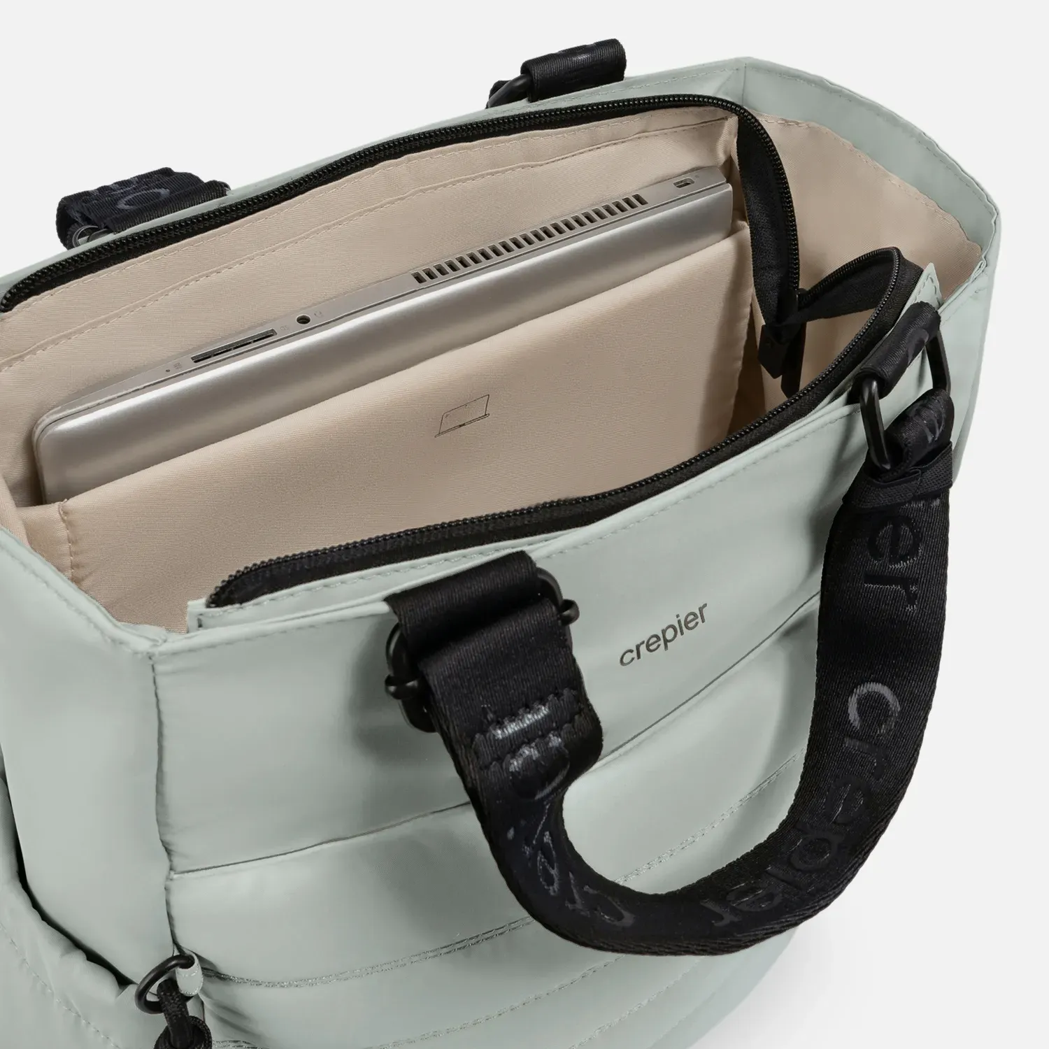 CREPIER Mochila Crepier Tote Mujer Tote Irina Grande color verde salvia | Platanitos