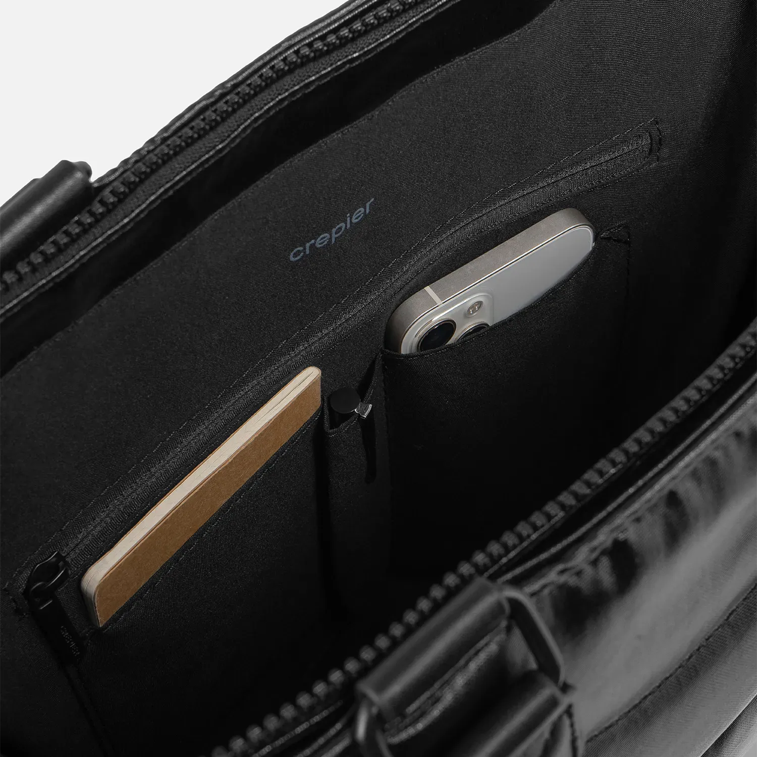 CREPIER Tote Crepier Horizontal Mujer Horizontal Moon Grande color negro metálico | Platanitos