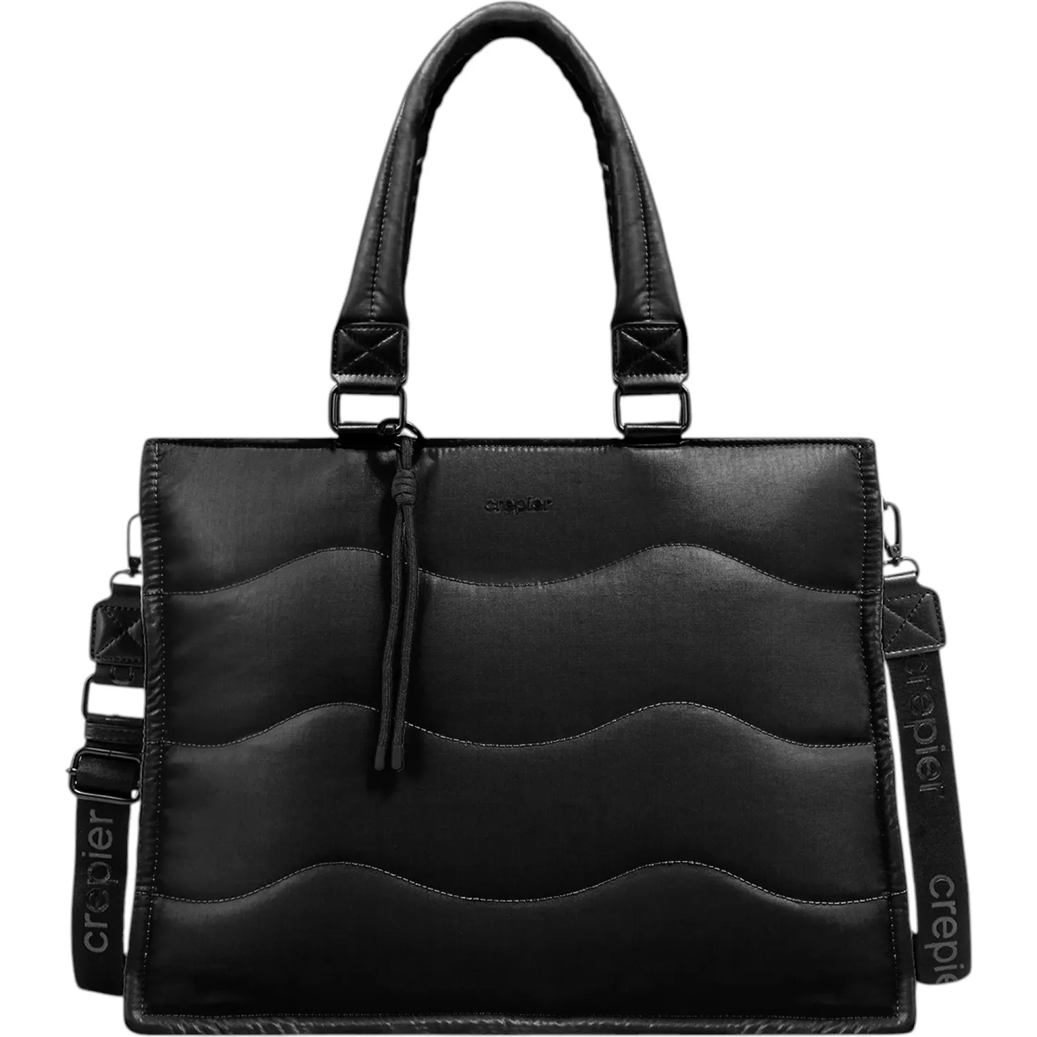 CREPIER Tote Crepier Horizontal Mujer Horizontal Moon Grande color negro metálico | Platanitos