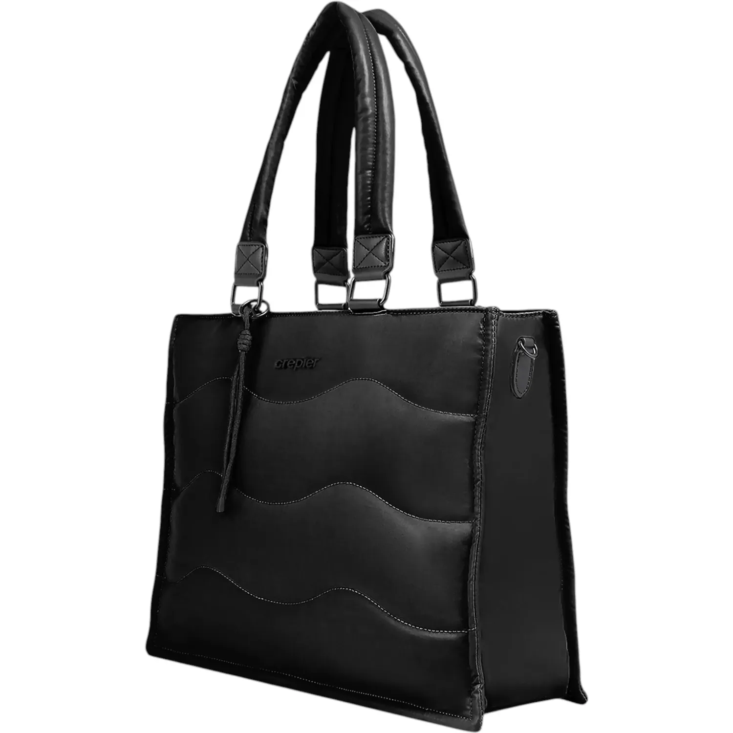 CREPIER Tote Crepier Horizontal Mujer Horizontal Moon Grande color negro metálico | Platanitos
