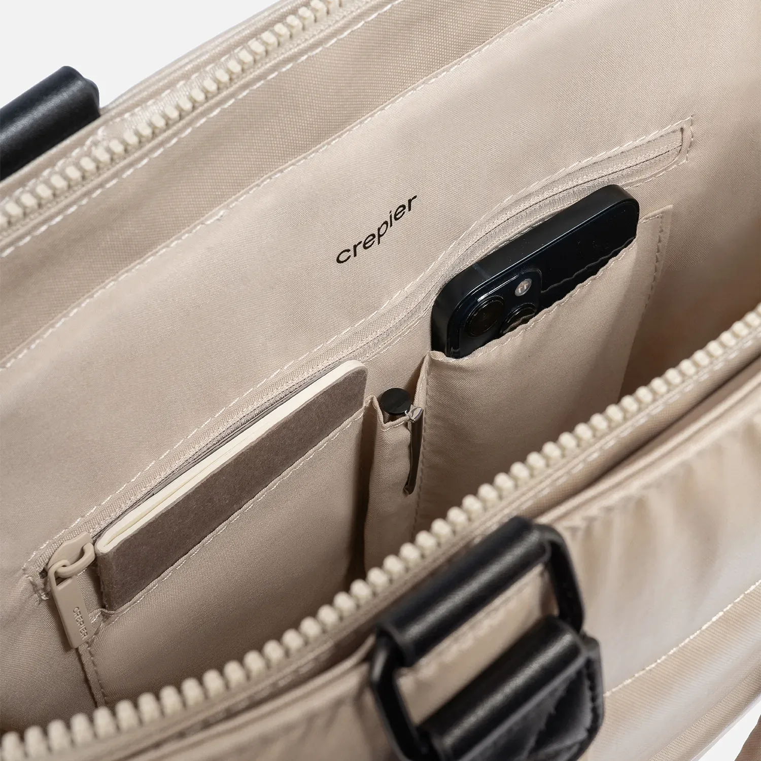 Tote Crepier Horizontal Mujer Horizontal Moon Grande color arena metálico | Platanitos