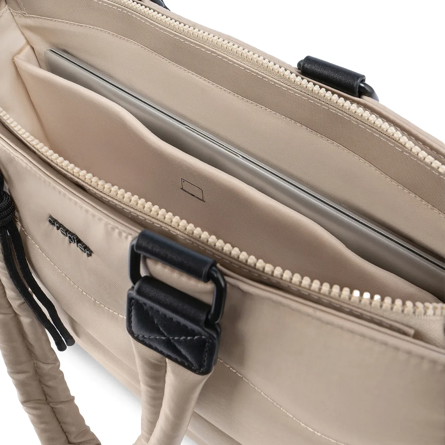 Tote Crepier Horizontal Mujer Horizontal Moon Grande color arena metálico | Platanitos