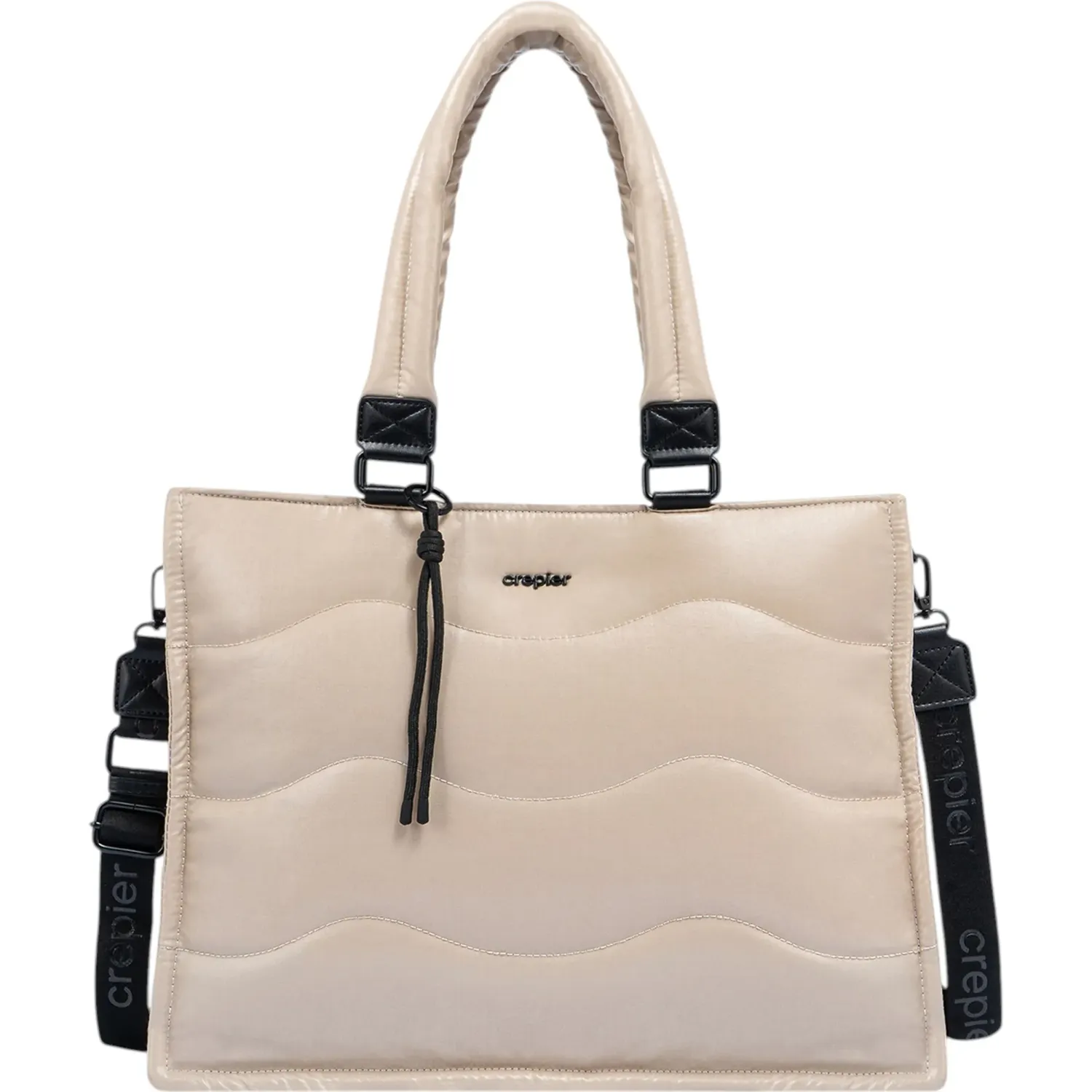 Tote Crepier Horizontal Mujer Horizontal Moon Grande color arena metálico | Platanitos