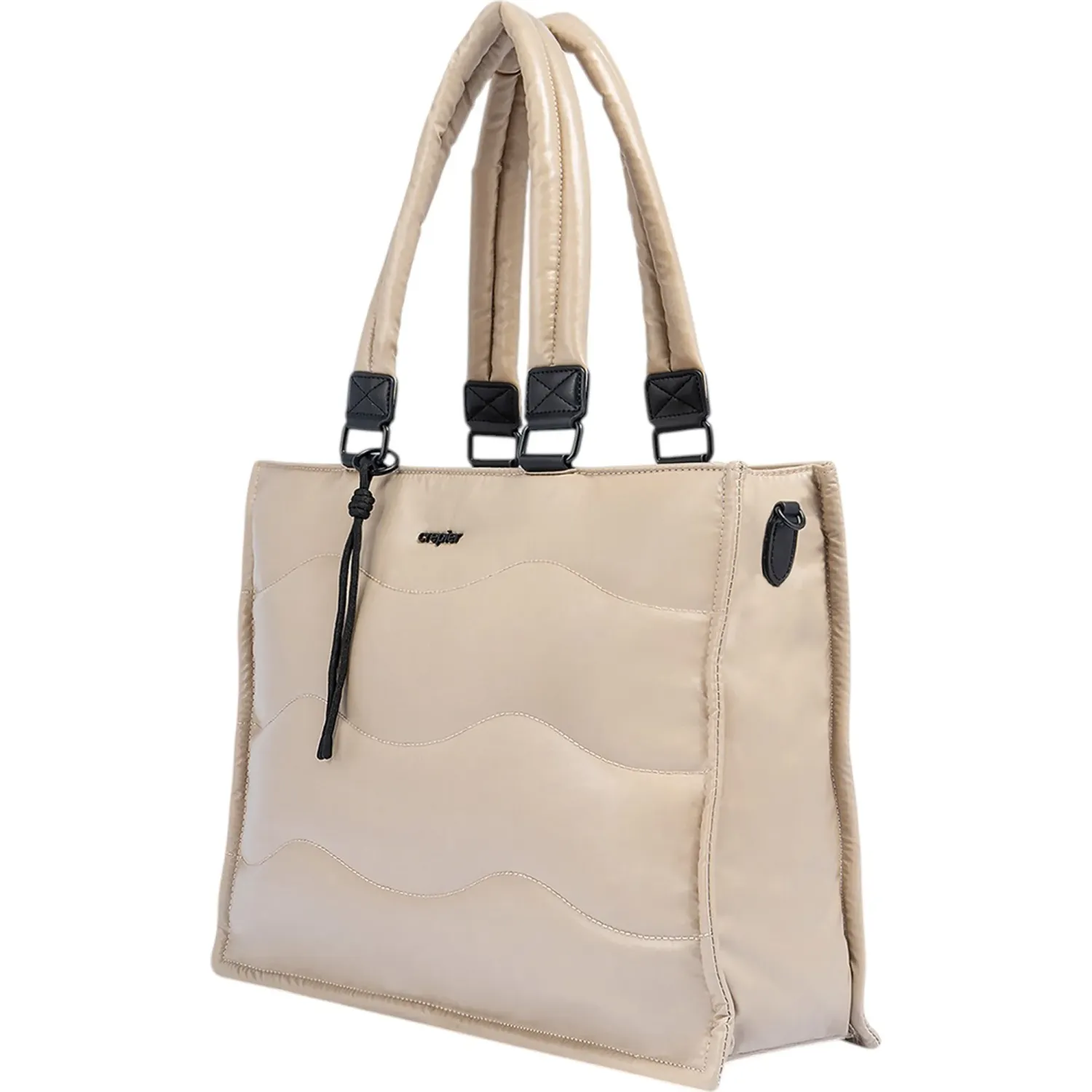 Tote Crepier Horizontal Mujer Horizontal Moon Grande color arena metálico | Platanitos
