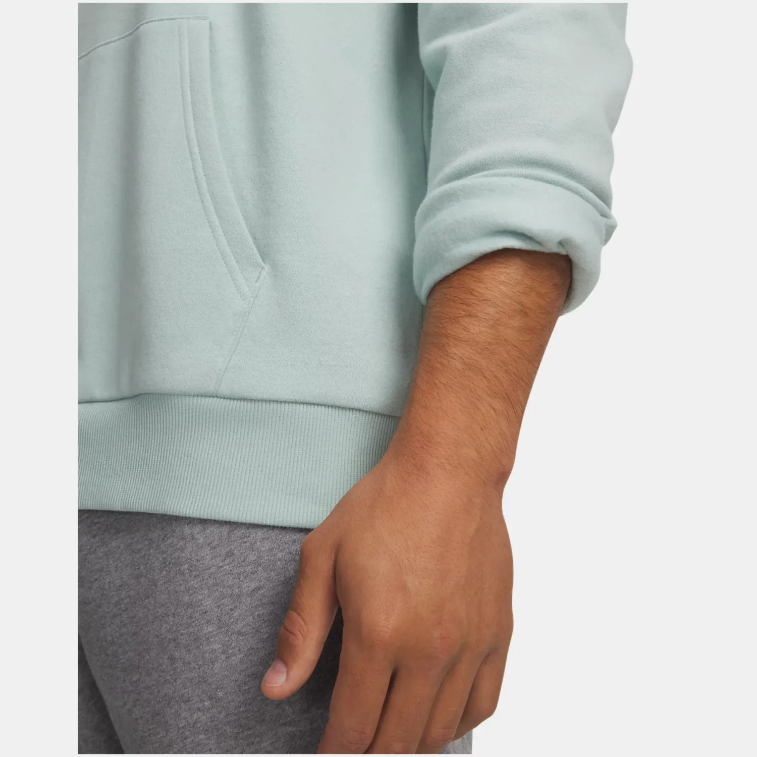 Polera Under Armour Training Hombre Rival Fleece Logo color verde menta | Platanitos