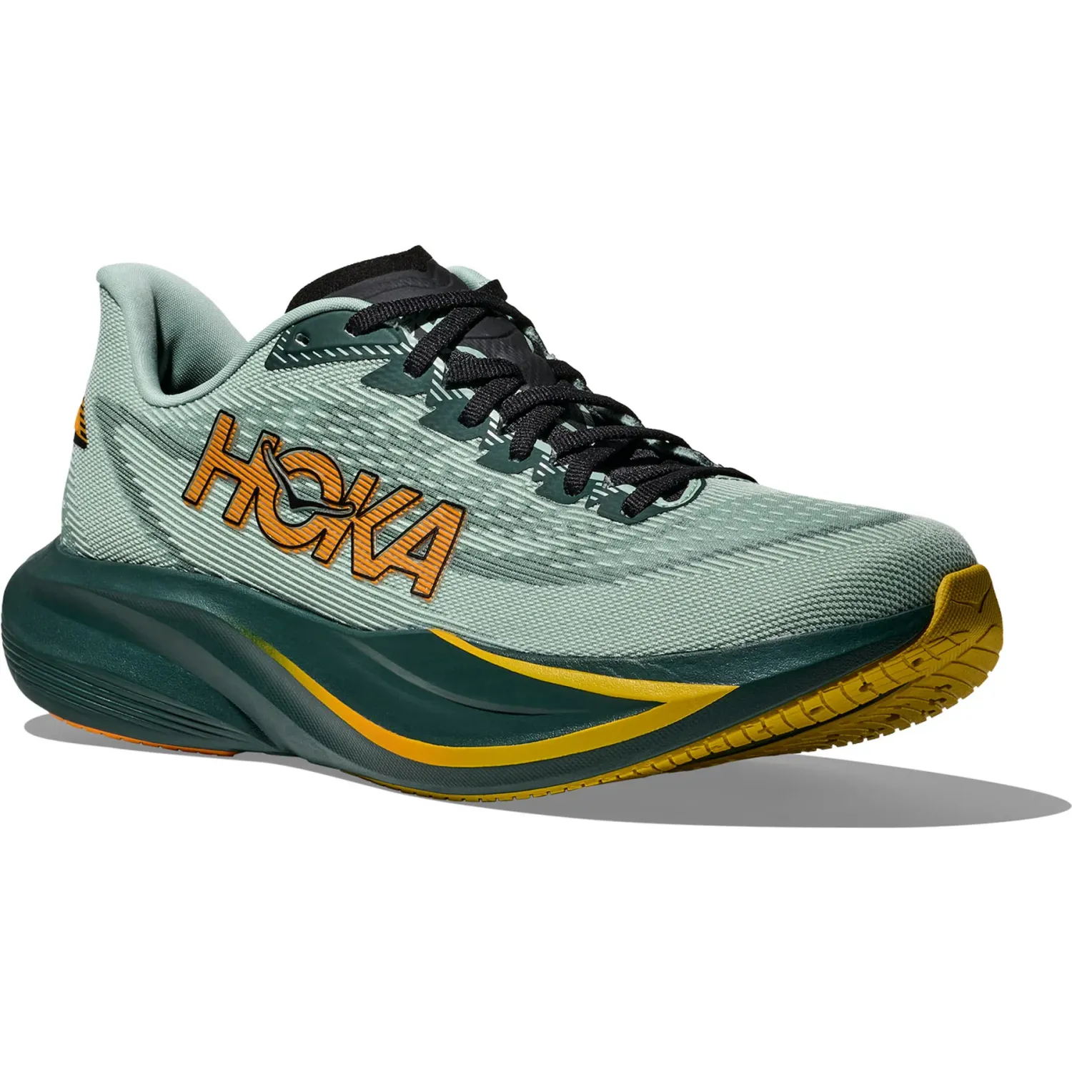 Zapatillas Hoka Running Hombre Mach 7 color verde | Platanitos