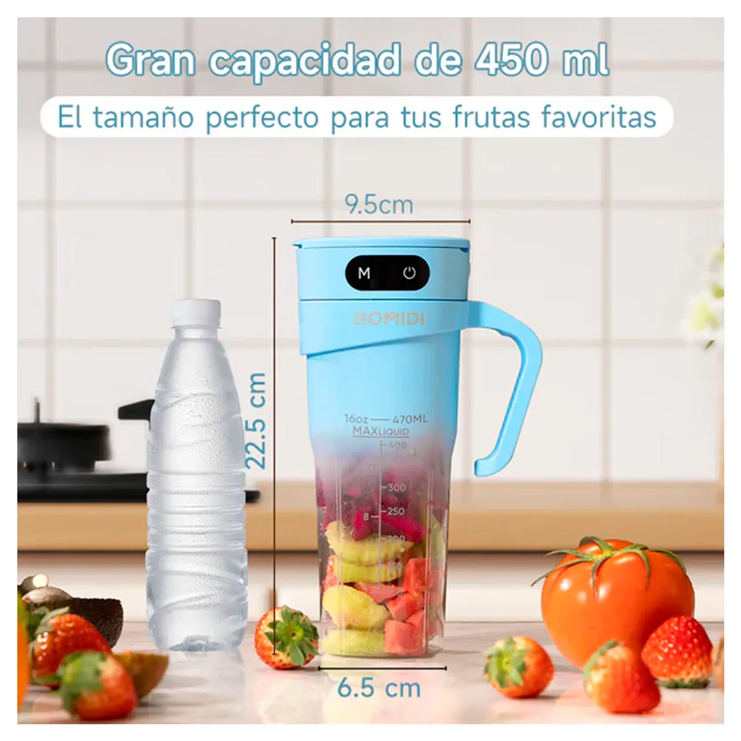 Licuadora Bomidi Portátil Modelo Jb01 Capacidad De 450ml color celeste | Platanitos