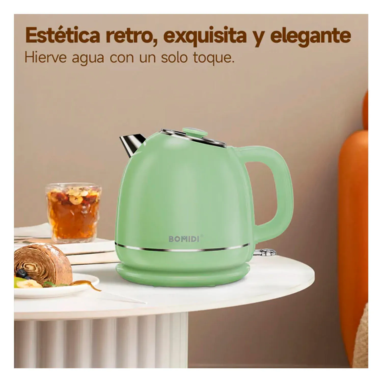 Hervidor Bomidi Eléctrico Retro Modelo Yd-1831 Capacidad 1,7l color beige | Platanitos