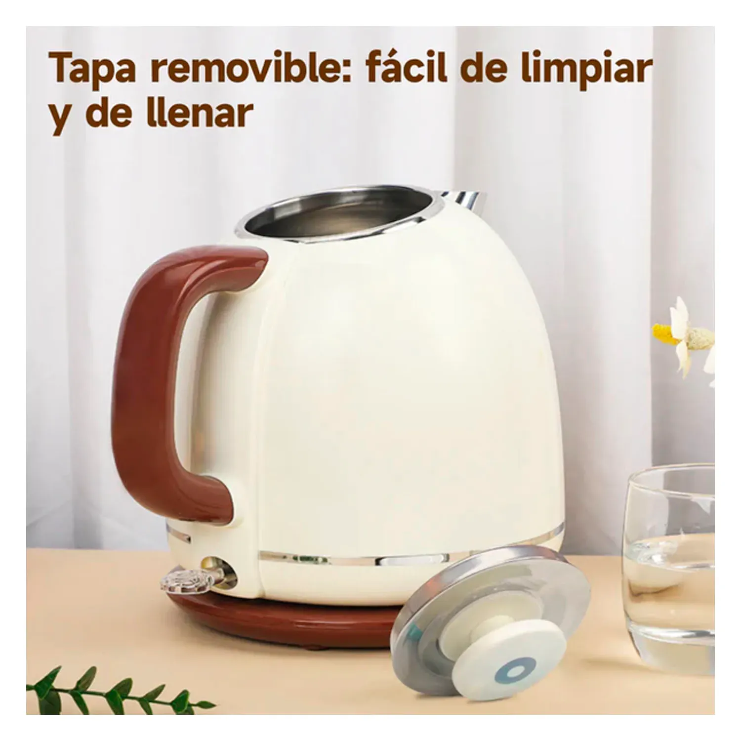 Hervidor Bomidi Eléctrico Retro Modelo Yd-1831 Capacidad 1,7l color beige | Platanitos