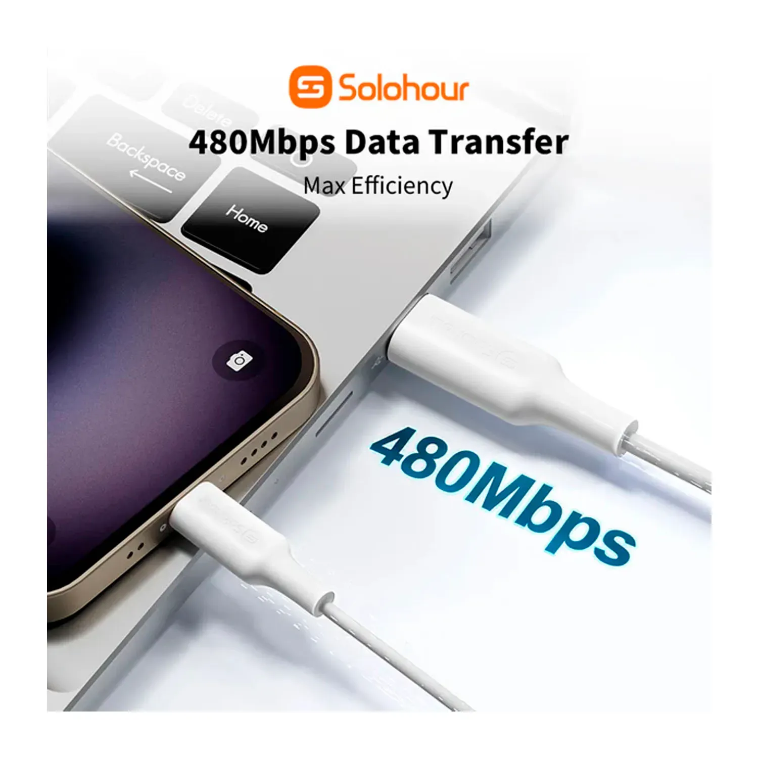Cable Solohour Carga Rápida Type-C To Type-C 1m 480mbps color negro | Platanitos