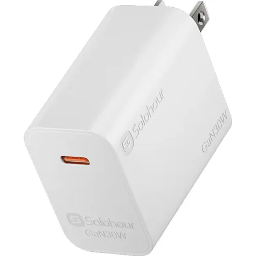 Cargador Solohour Rápido Gan 30w Con Cable Type-C color blanco | Platanitos