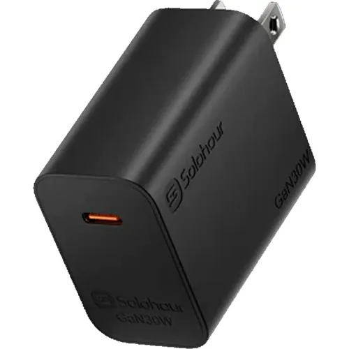Cargador Solohour Rápido Gan 30w Con Cable Type-C color negro | Platanitos