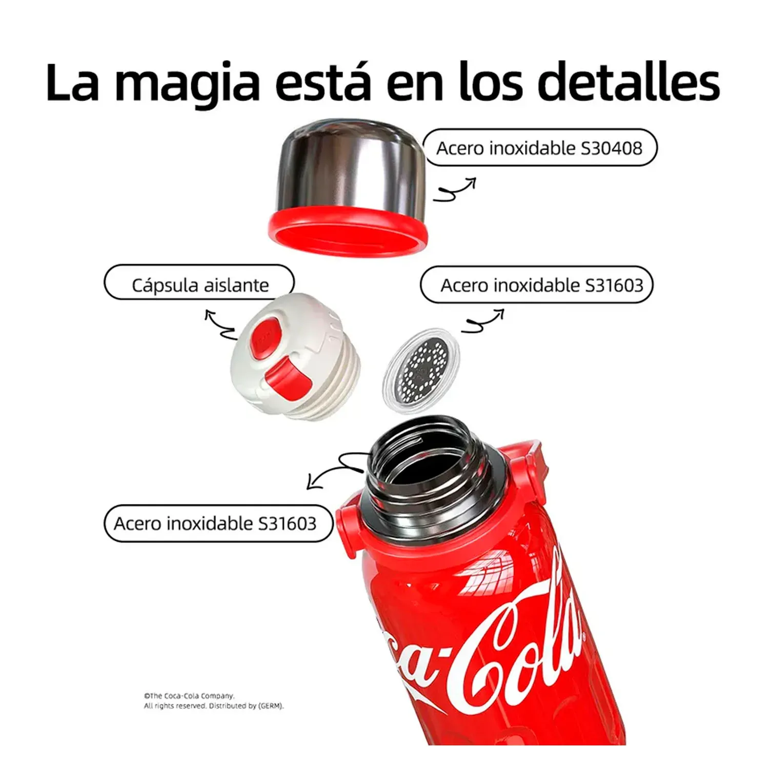 Termo Germ Deportivo Coca‑cola  Estelar 800ml Con Tapa Taza color negro | Platanitos
