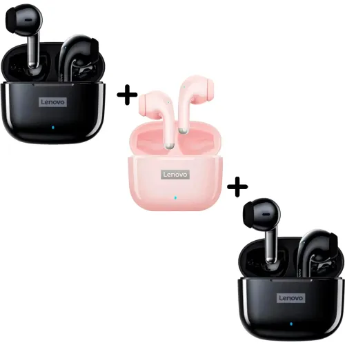 Combo Lenovo Audifonos Lp40 Pro Negro X2 + Lp40 Pro Rosado color negro | Platanitos