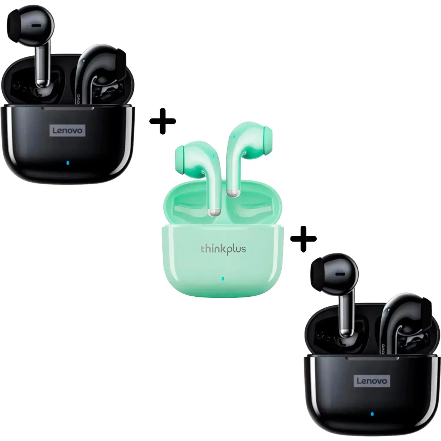 Combo Lenovo Audifonos Lp40 Pro Negro X2 + Lp40 Pro Verde color negro/verde | Platanitos