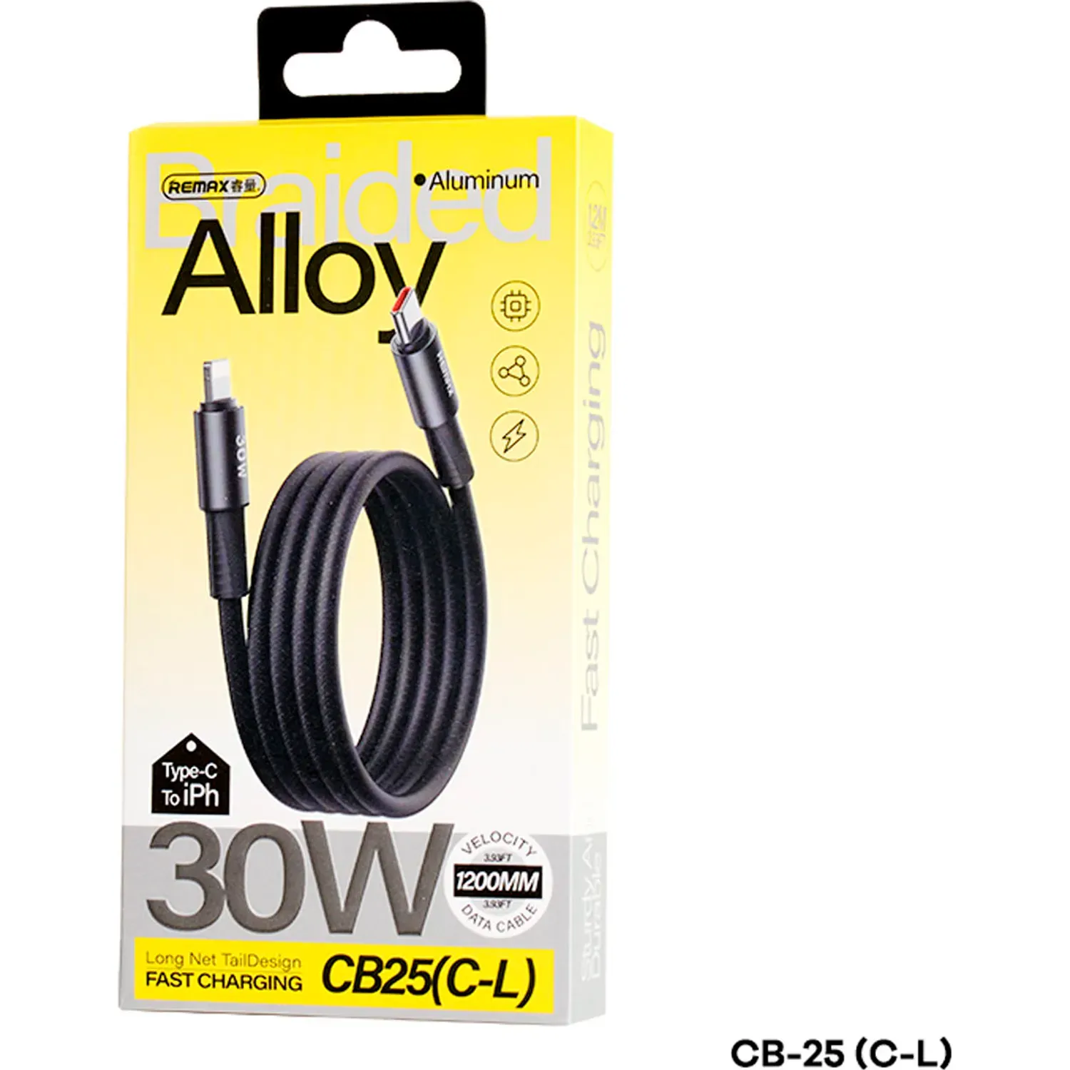 Cable Remax  Cb25 Usb-C A Lightning 30w Carga Rápida color negro | Platanitos