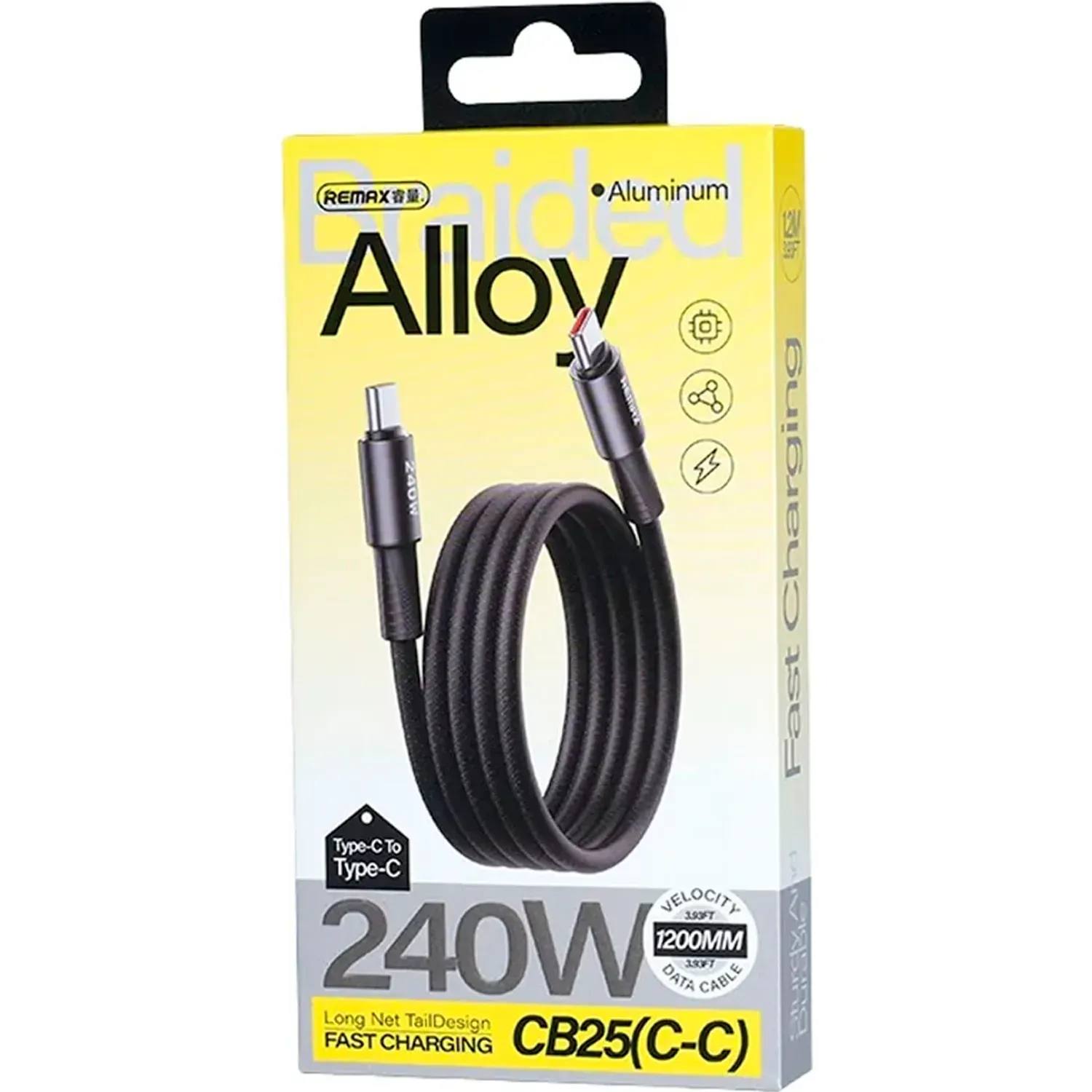 Cable Remax Cb25 Usb-C A Usb-C 240w Carga Rápida color negro | Platanitos