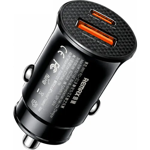 Cargador Remax Para Auto Rcc358 Carga Rápida 30w color negro | Platanitos