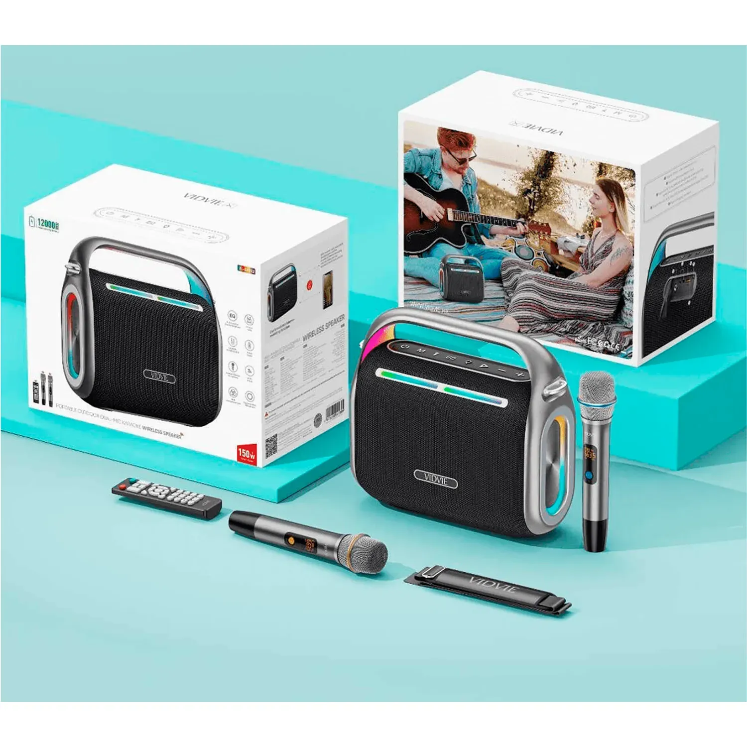 VIDVIE Parlante Vidvie Karaoke Portátil Xl-Sp922 Bluetooth 5.0 color negro | Platanitos