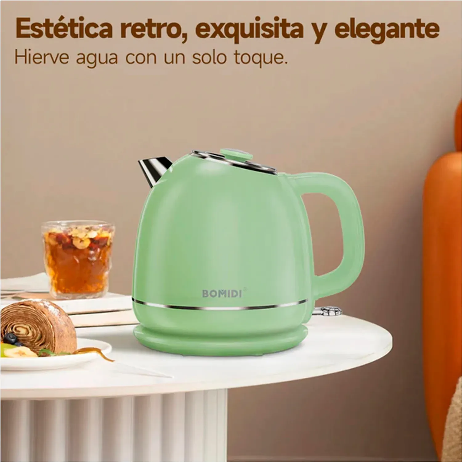 Hervidor Bomidi Eléctrico Retro Modelo Yd-1831 Capacidad 1,7l color verde | Platanitos