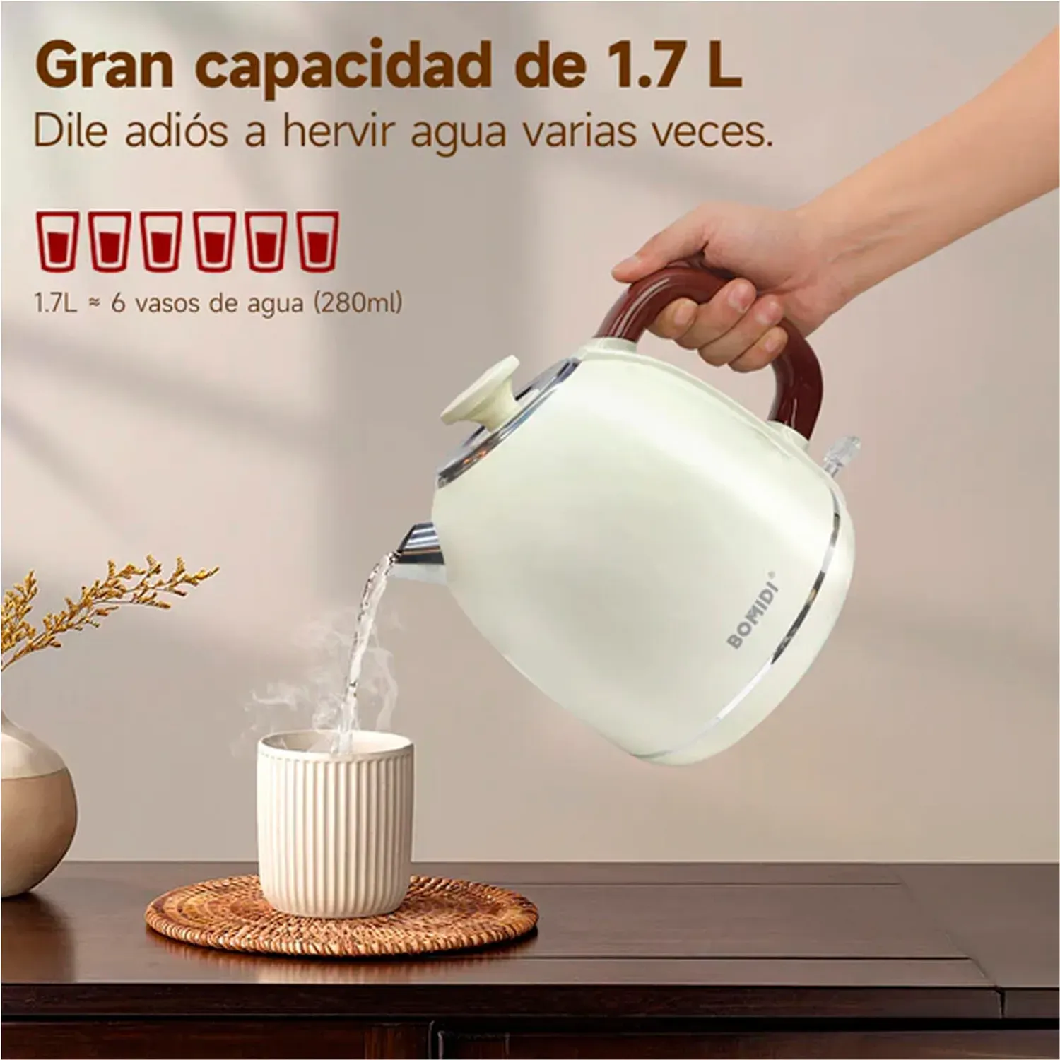 Hervidor Bomidi Eléctrico Retro Modelo Yd-1831 Capacidad 1,7l color verde | Platanitos