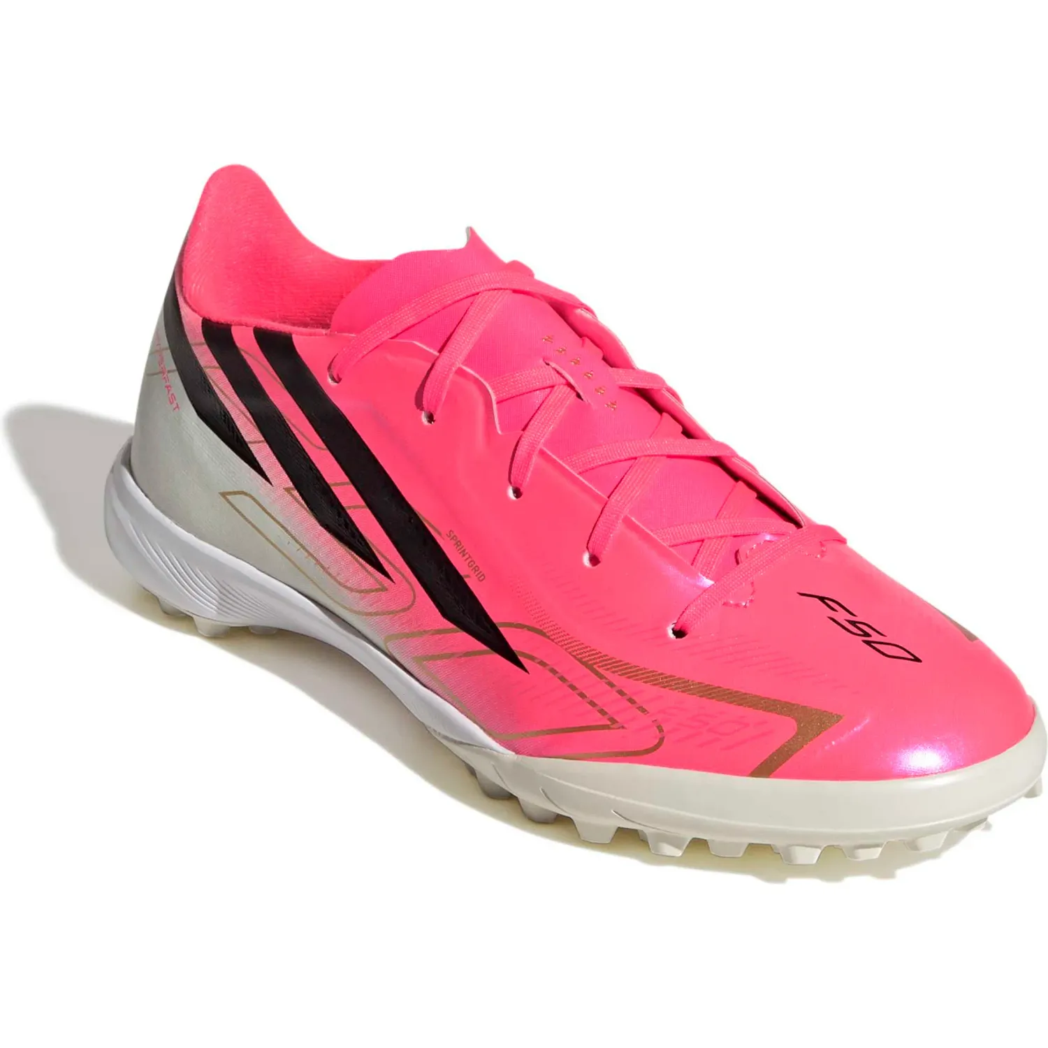 Zapatillas Adidas De Futbol Juvenil F50 Hyperfast League Tf J color rosado/fucsia | Platanitos