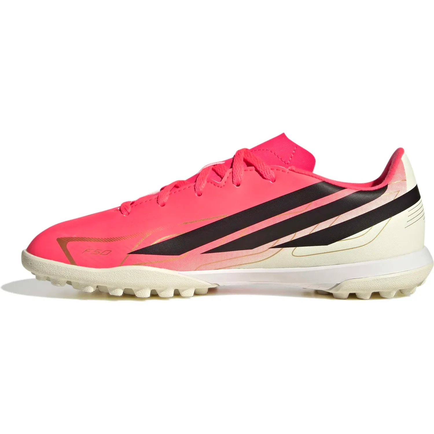 Zapatillas Adidas De Futbol Juvenil F50 Hyperfast Club Tf J color rosado/fucsia | Platanitos