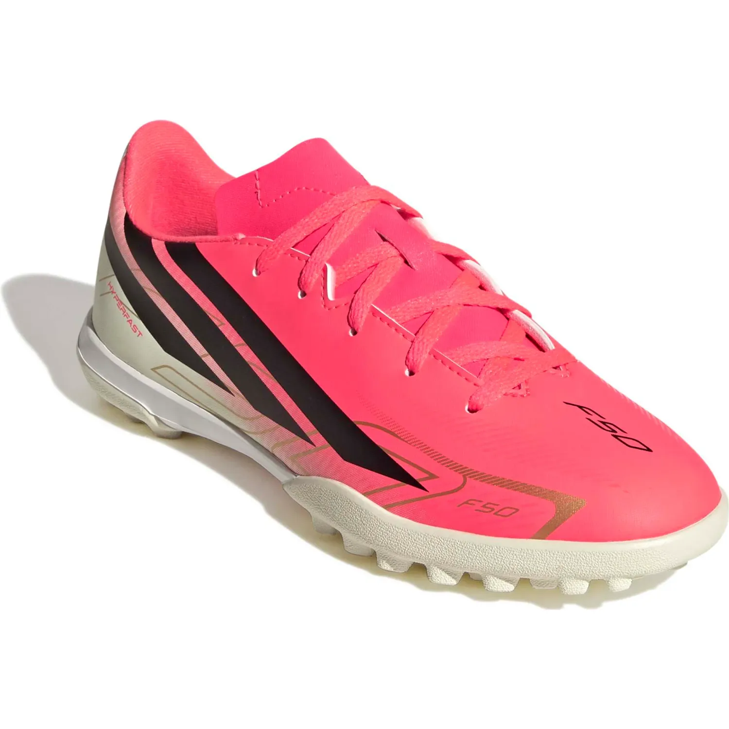 Zapatillas Adidas De Futbol Juvenil F50 Hyperfast Club Tf J color rosado/fucsia | Platanitos