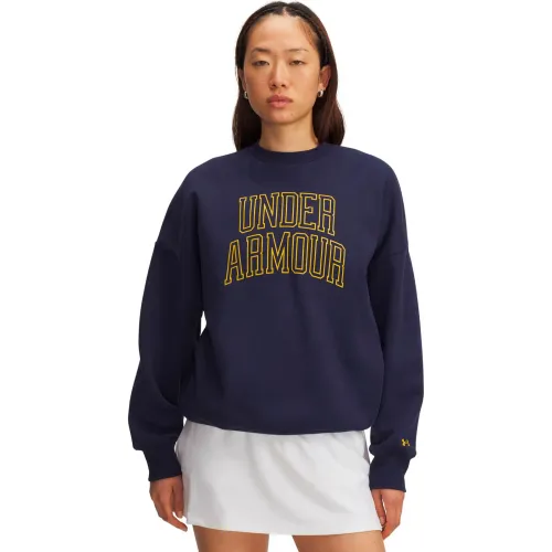 Polera Under Armour Urbana Mujer Rival Flc Os Varsity Crew color azul | Platanitos