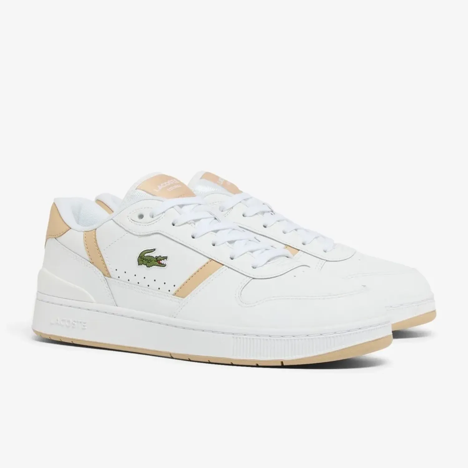 Zapatillas Lacoste Urbanas Hombre T-Clip Set 126 color blanco / beige | Platanitos