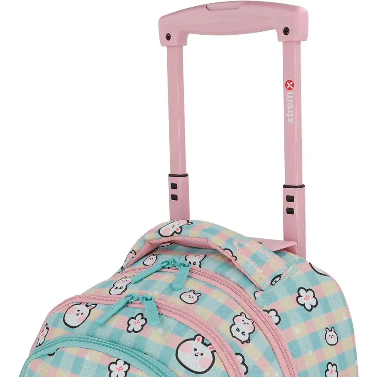 Mochila Xtrem Con Ruedas Niña Cross 6xt color celeste | Platanitos