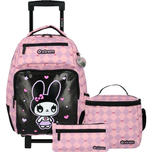 Set Xtrem Mochila Con Ruedas Niña Runpack 6xt color negro | Platanitos