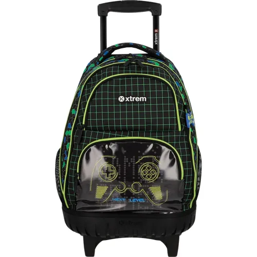Mochila Xtrem Con Ruedas Niño Cross 6xt color negro | Platanitos