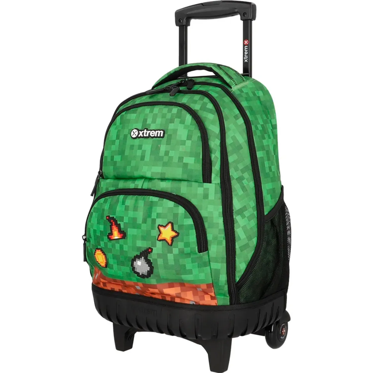 Mochila Xtrem Con Ruedas Niño Cross 6xt color verde | Platanitos