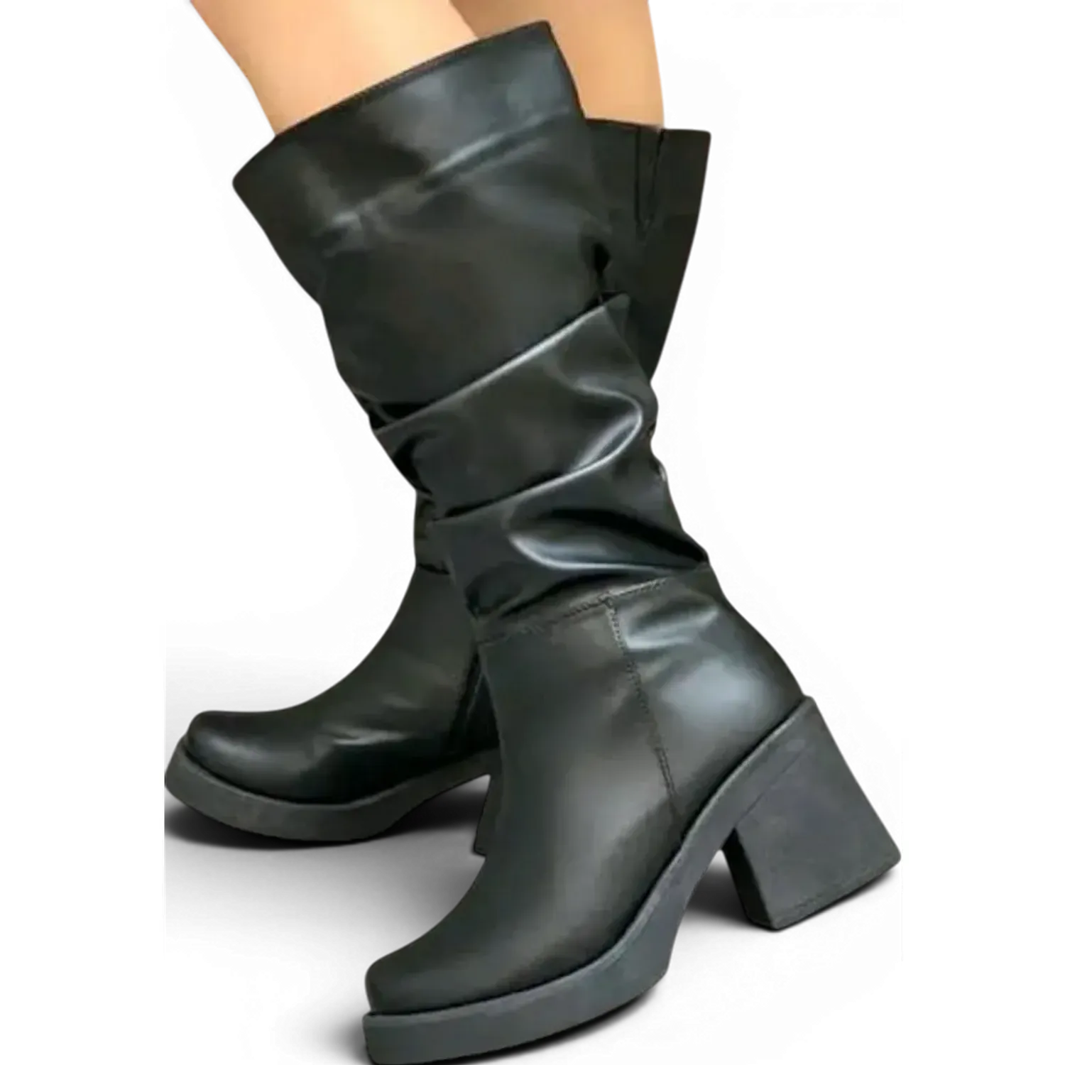 Bota Yomar Casual Mujer Pliegues color negro | Platanitos
