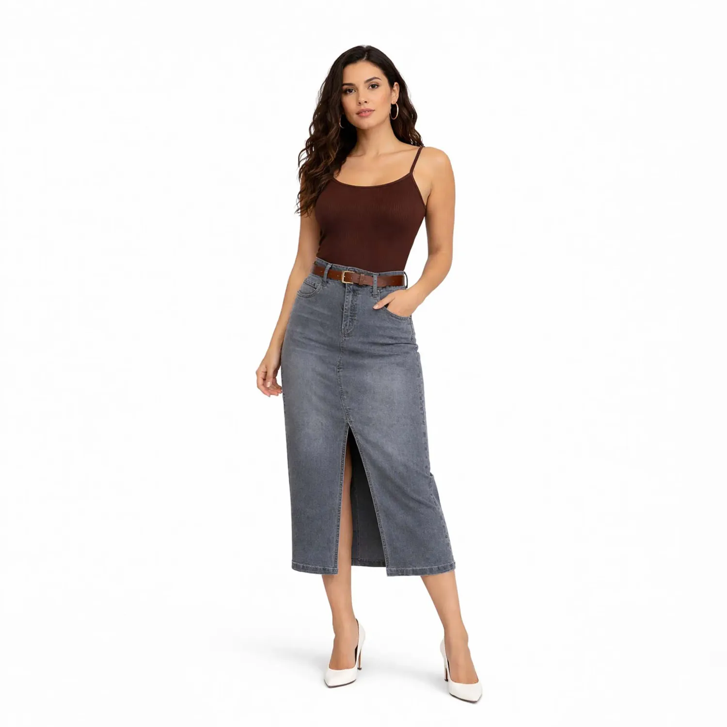 COTTONS JEANS Falda Cottons Jeans Midi Mujer Irlanda color gris | Platanitos