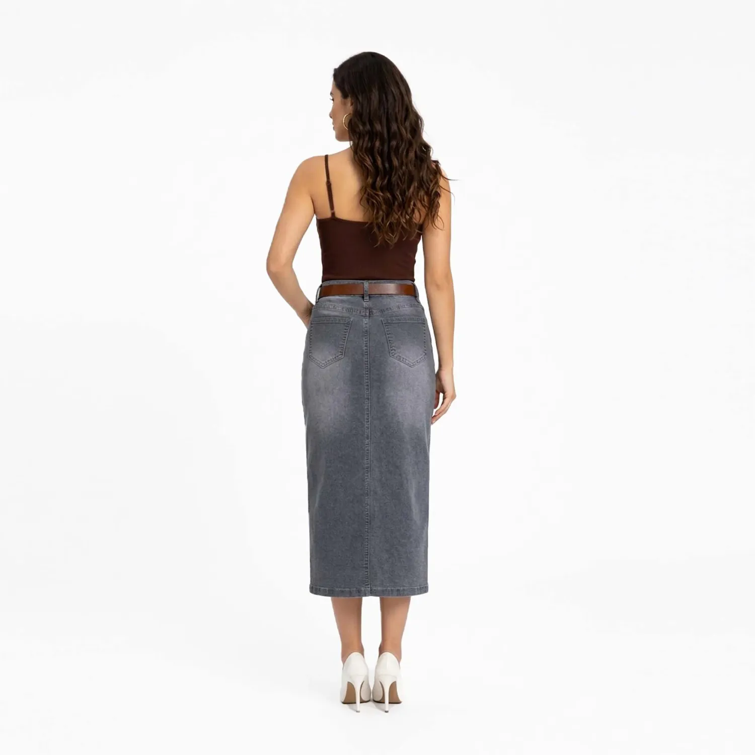 COTTONS JEANS Falda Cottons Jeans Midi Mujer Irlanda color gris | Platanitos