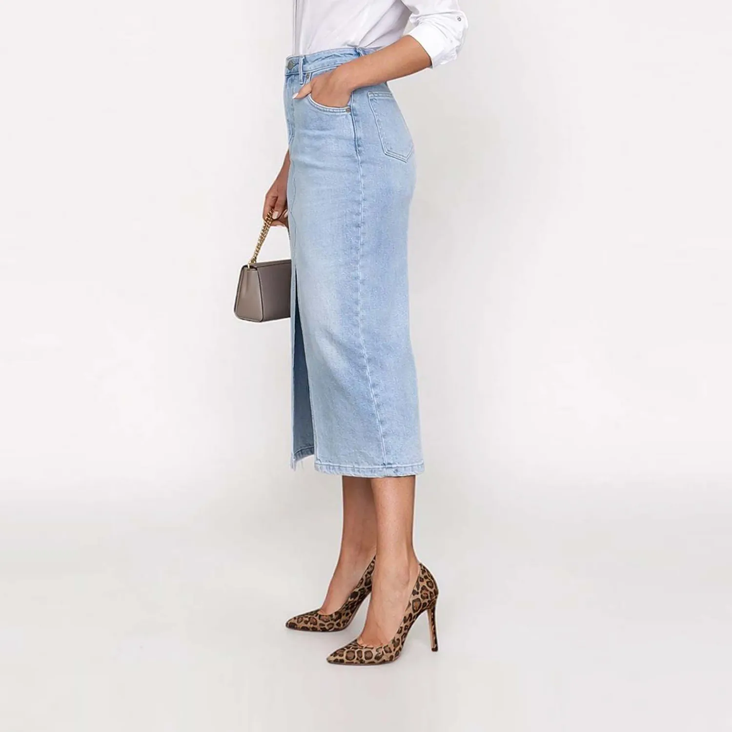 COTTONS JEANS Falda Cottons Jeans Midi Mujer Irlanda color ice | Platanitos