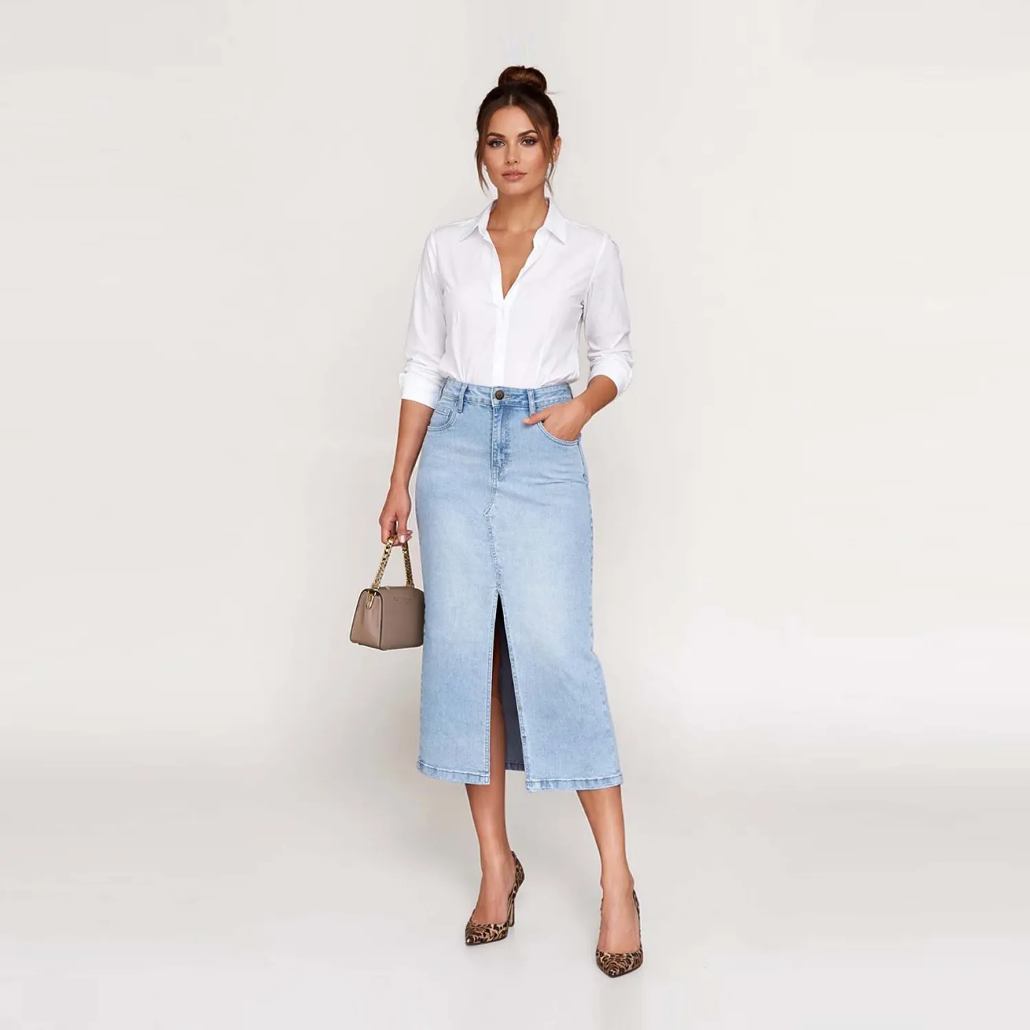 COTTONS JEANS Falda Cottons Jeans Midi Mujer Irlanda color ice | Platanitos
