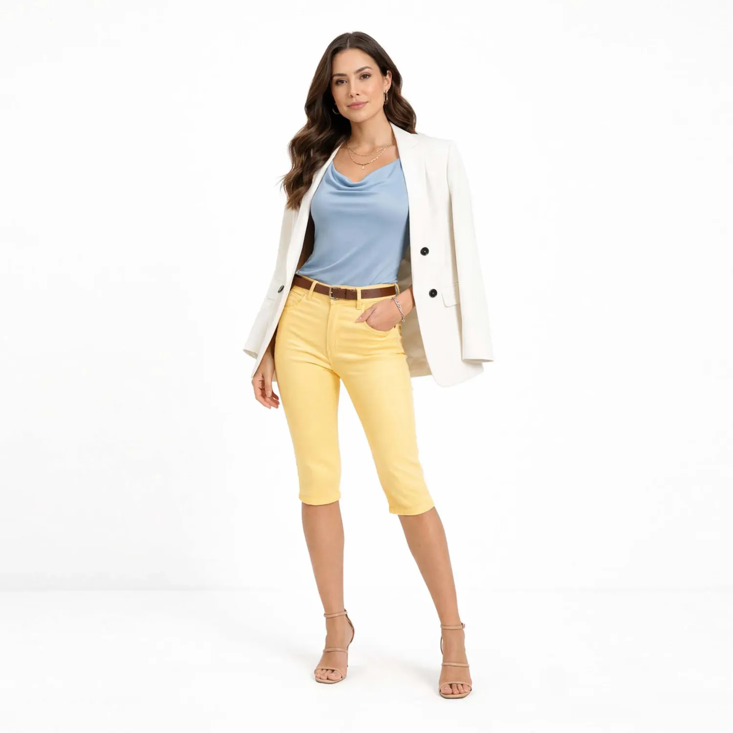 Capri Cottons Jeans Para Mujer Antonia color amarillo | Platanitos