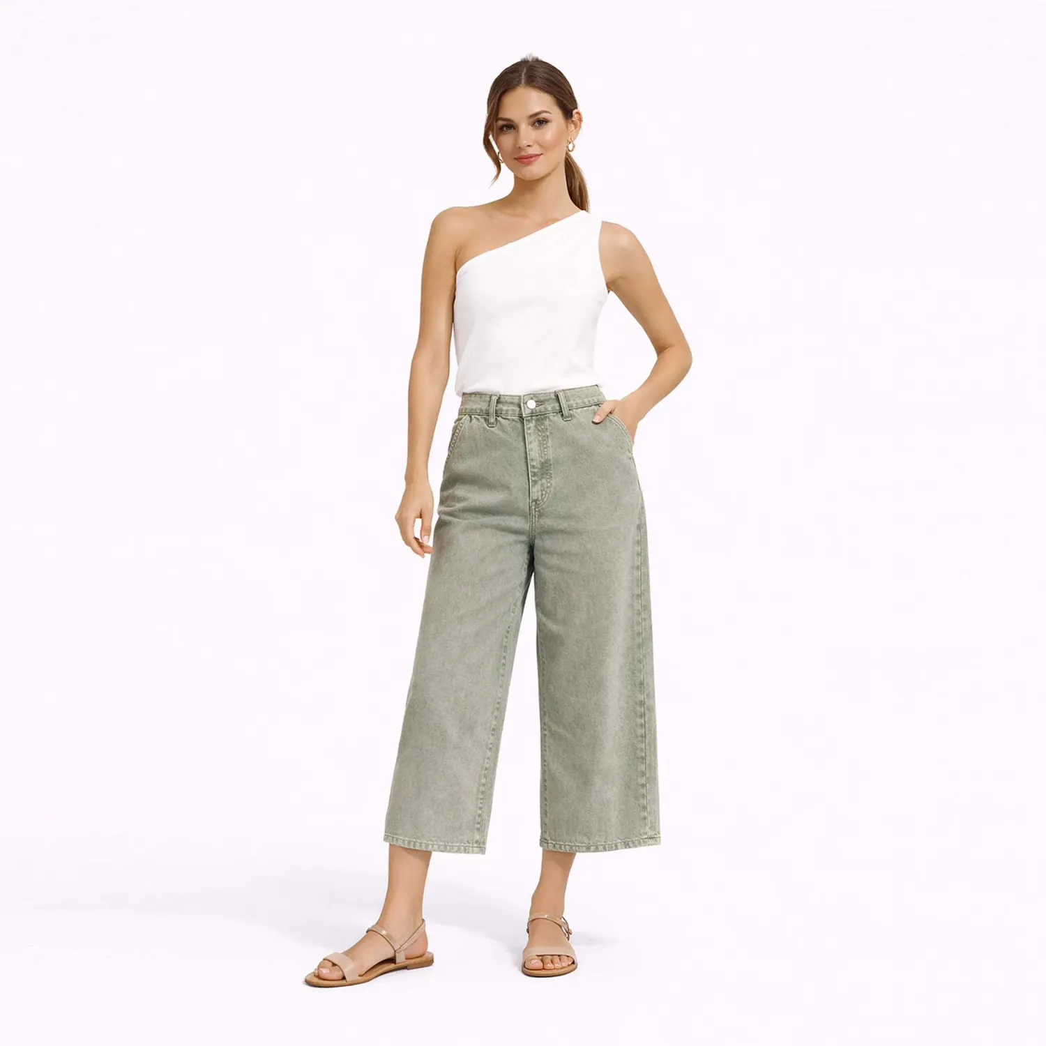 COTTONS JEANS Culotte Cottons Jeans Para Mujer Doris color verde | Platanitos