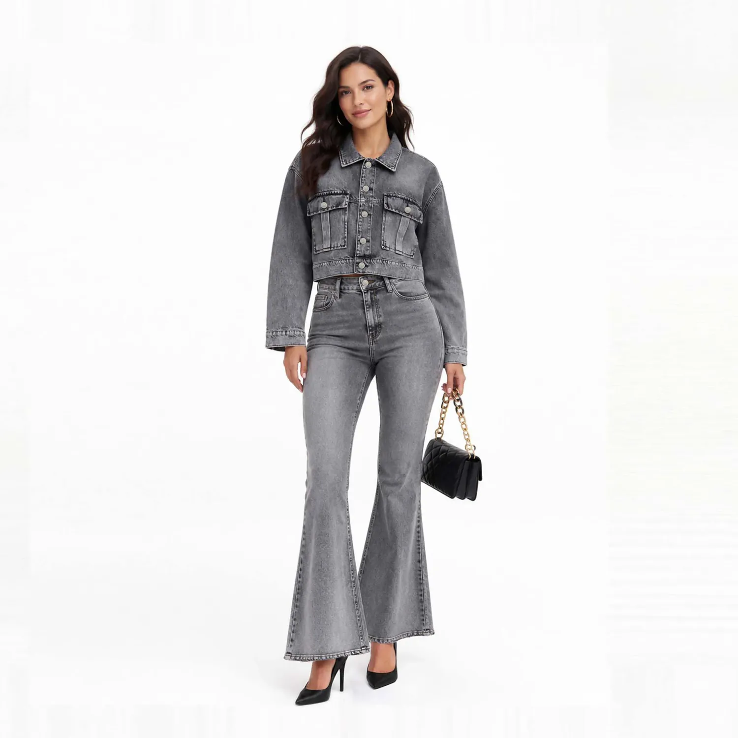 COTTONS JEANS Casaca Cottons Jeans Crop Para Mujer Xime color negro | Platanitos
