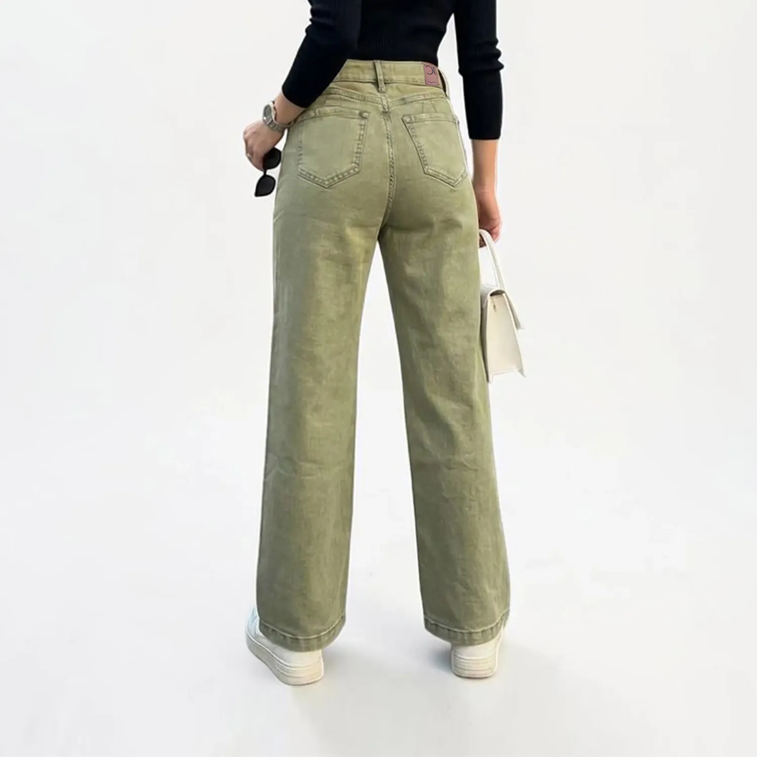 Jean Cottons Jeans Wide Leg Para Mujer Duna color verde wash | Platanitos