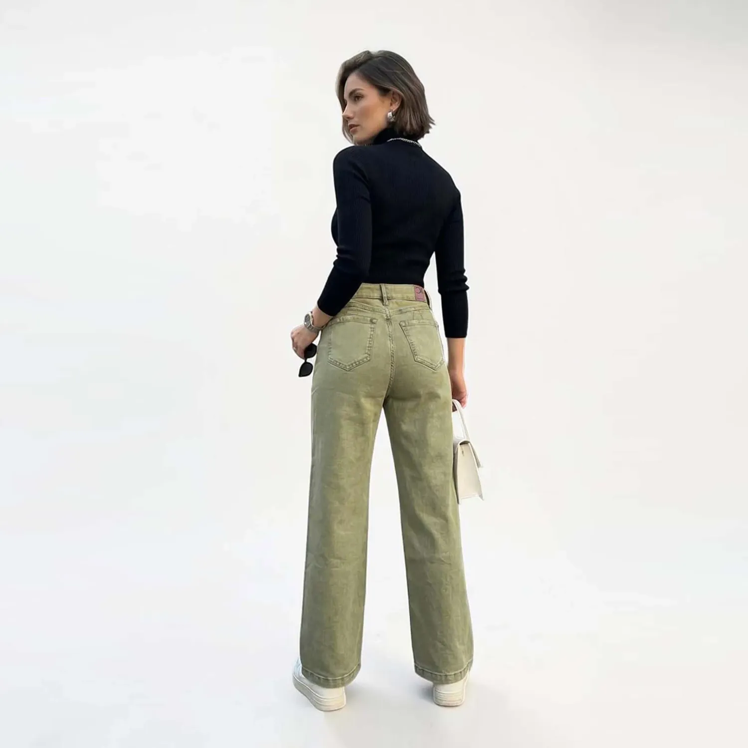 Jean Cottons Jeans Wide Leg Para Mujer Duna color verde wash | Platanitos