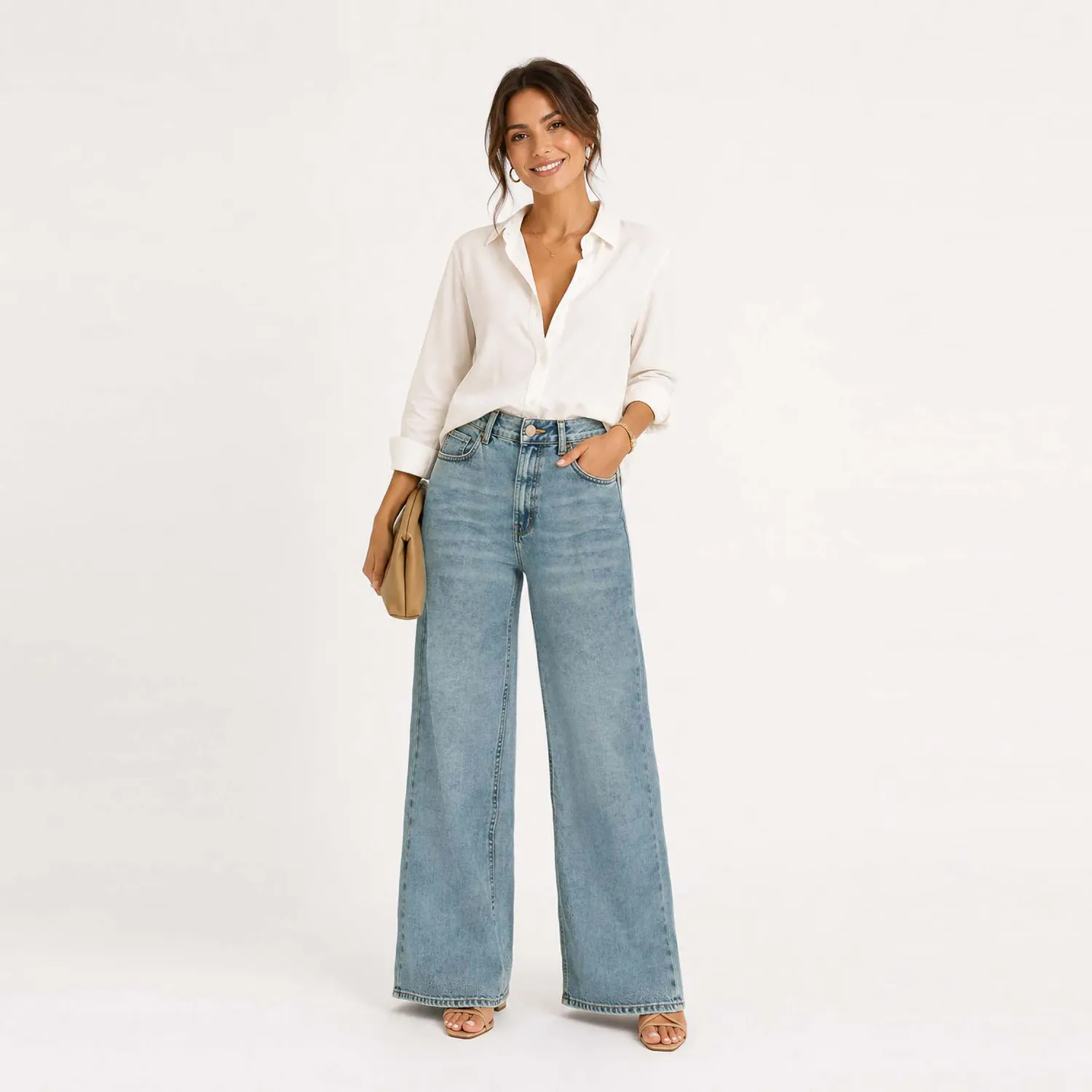 COTTONS JEANS Jean Cottons Jeans Wide Leg Para Mujer Alia color verde wash | Platanitos