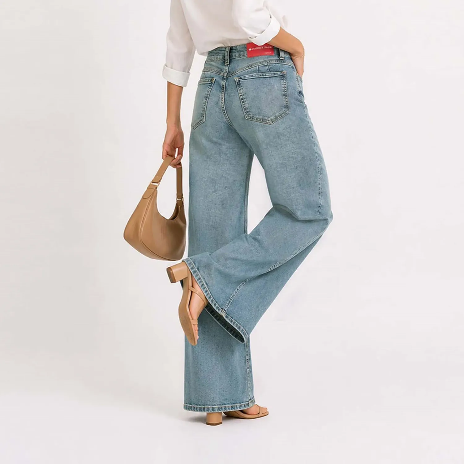 COTTONS JEANS Jean Cottons Jeans Wide Leg Para Mujer Alia color verde wash | Platanitos