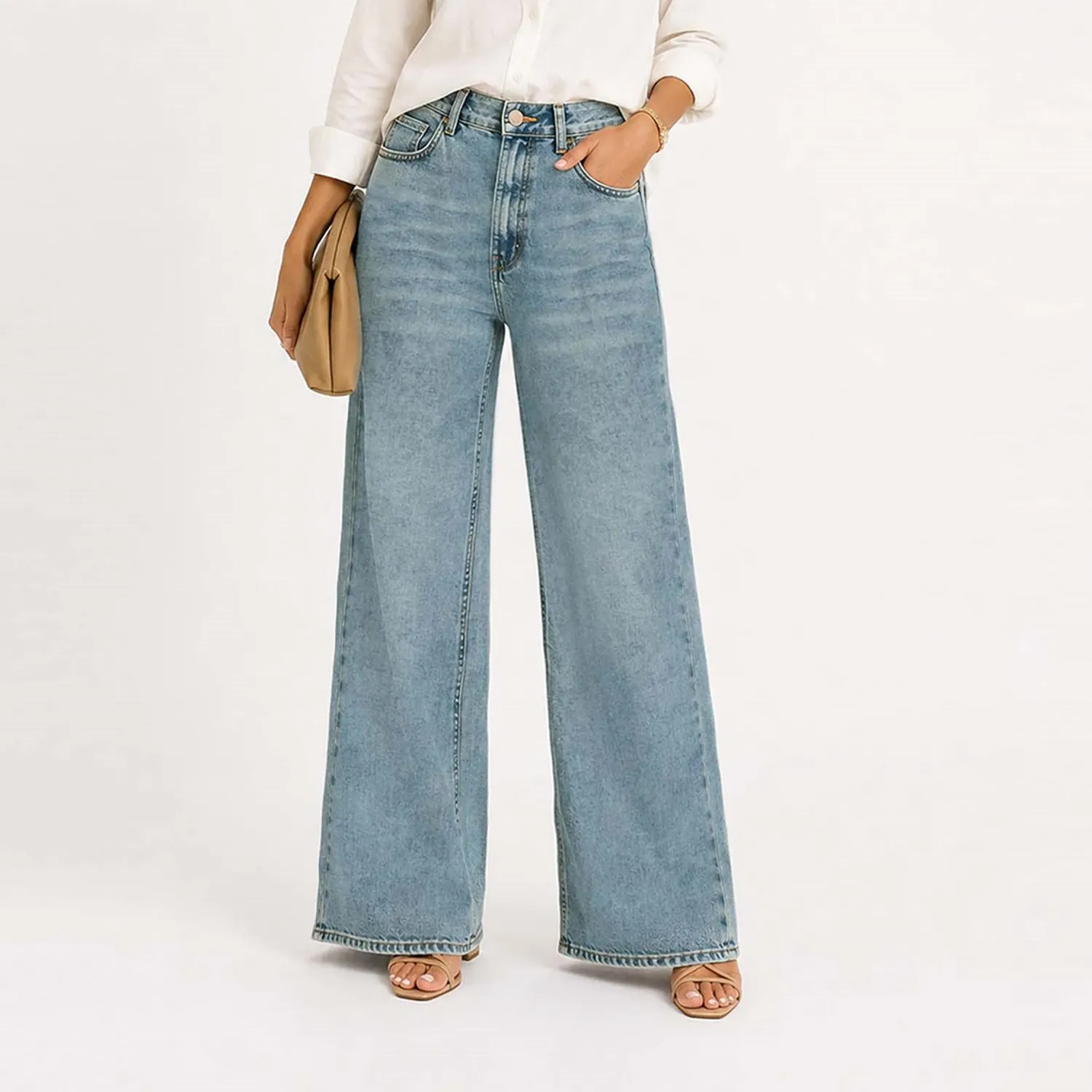 COTTONS JEANS Jean Cottons Jeans Wide Leg Para Mujer Alia color verde wash | Platanitos