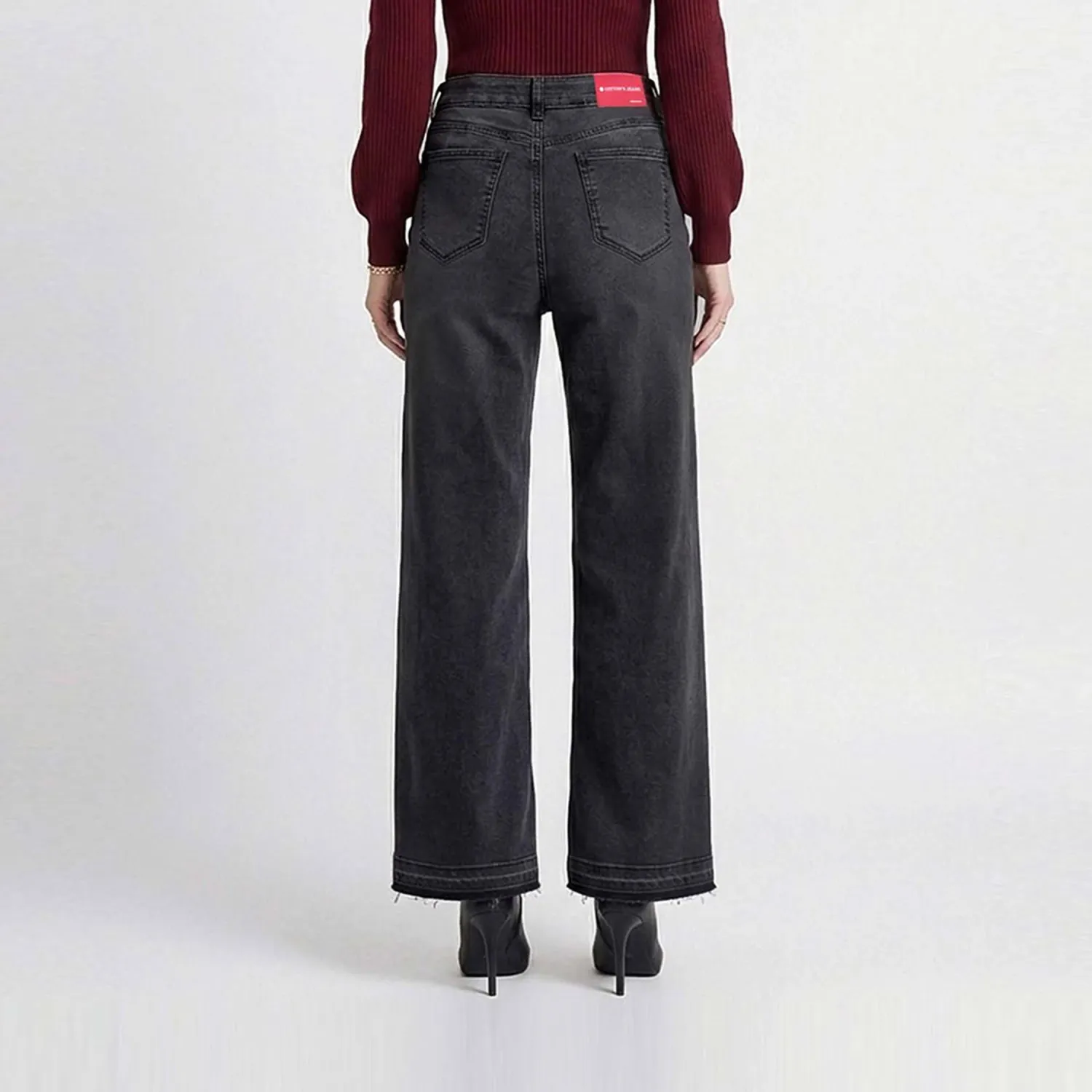 COTTONS JEANS Jean Cottons Jeans Wide Leg Para Mujer Alana Petite color negro | Platanitos