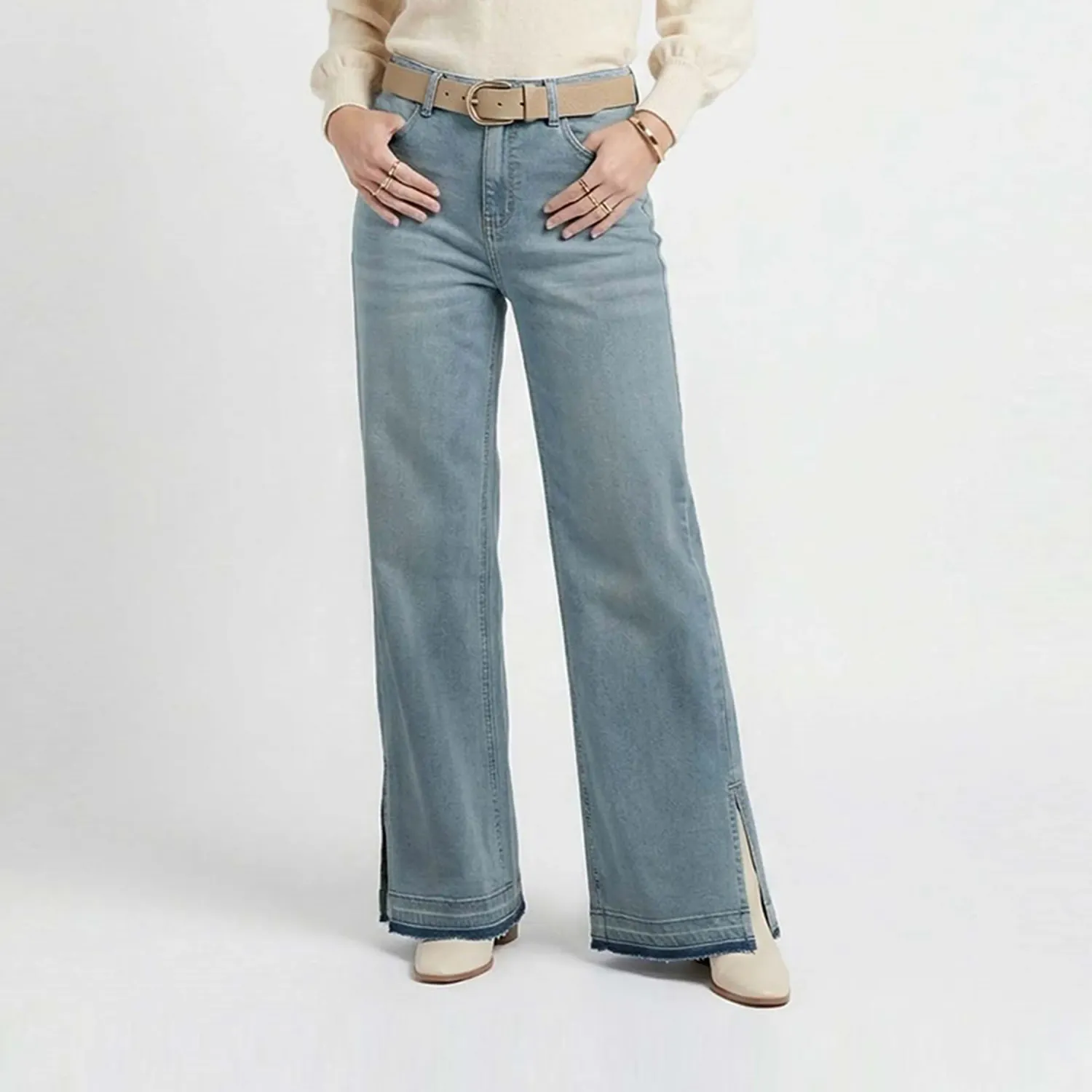 COTTONS JEANS Jean Cottons Jeans Wide Leg Para Mujer Alana Petite color celeste | Platanitos