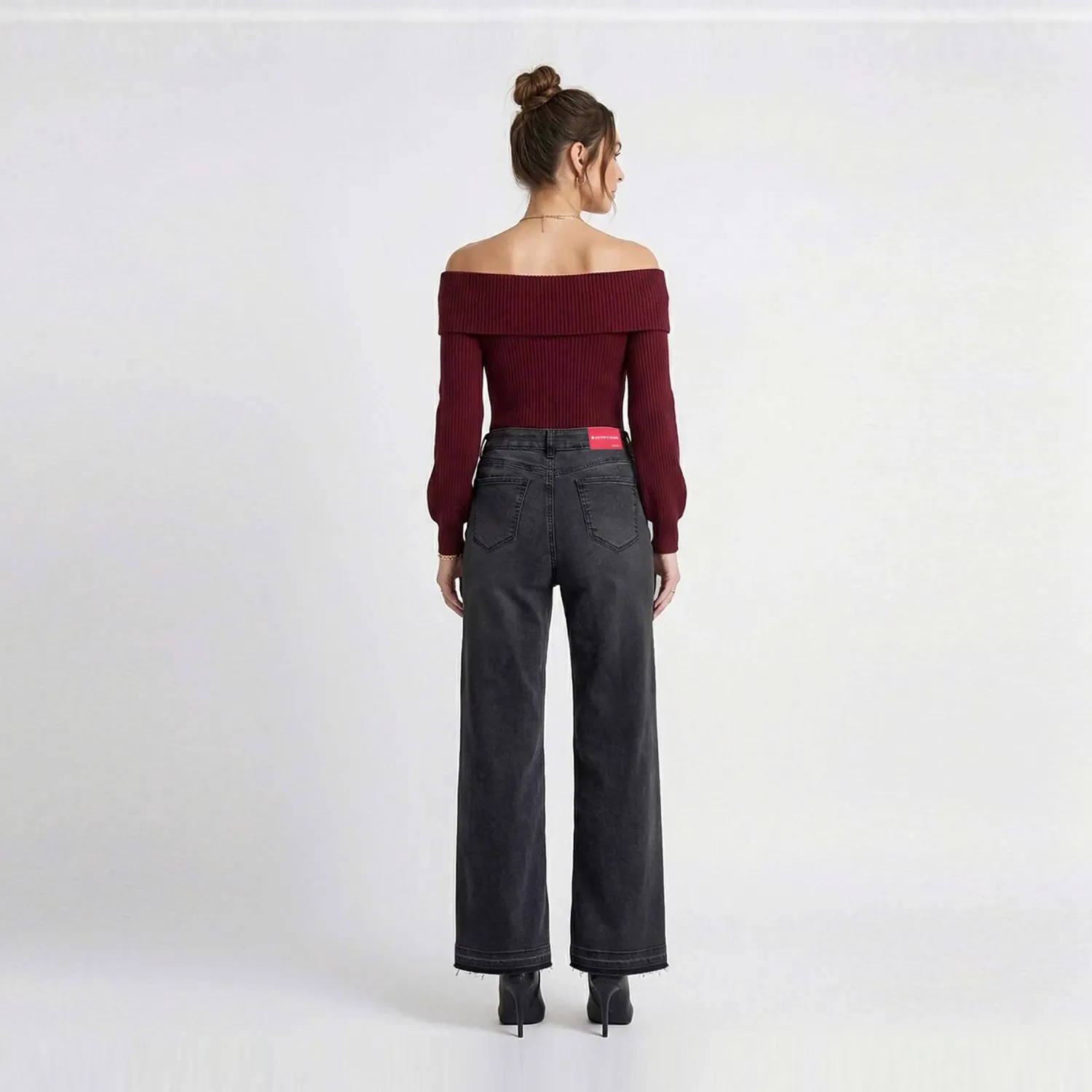 COTTONS JEANS Jean Cottons Jeans Wide Leg Para Mujer Alana Tall color negro | Platanitos
